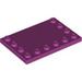 LEGO Magenta Tile 4 x 6 with Studs on 3 Edges (6180)
