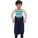 LEGO Male Belville Father with Black Legs and hair, Argyle vest (Lime and Turquoise)