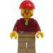 LEGO Male Dark Rood Shirt met Rood Helm minifiguur