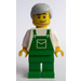 LEGO Male, Green Overalls, Green Poten, Medium Stone Grijs Haar minifiguur