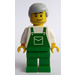 LEGO Männlich, Grün Overalls, Grün Beine, Medium Stone Grau Haar Minifigur