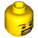 LEGO Male Head with Brown Squared Beard, Open Mouth with Teeth and White Pupils Pattern (Recessed Solid Stud) (3626 / 12784)