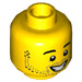 LEGO Male Hoofd met Stubble en Breed Grijns (Verzonken Solid Stud) (3626 / 38344)