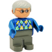 LEGO Male with Blue Argyle Sweater and Gray Hair