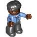 LEGO Male met Glasses, Dark Grijs Poten en Haar Duplo Figuur