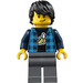 LEGO Muž v Dark Modrá Plaid Košile s Banán logo Minifigurka