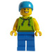 LEGO Man in Lime Shirt with Helmet Minifigure