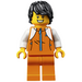 LEGO Man in Orange Zipper Jacket with White Arms Minifigure