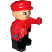 LEGO Man mit 2 Gelb Buttons und rot Hut Duplo Abbildung (Weiße Augen)