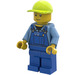 LEGO Man with Blue Overalls, Lime Cap Minifigure