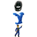 LEGO Man with Blue Overalls with Technic Logo with Chest Plate and Helmet Technic Figure