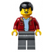 LEGO Man avec Dark rouge Jacket Open sur Bleu Shirt Figurine