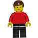 LEGO Mann mit Einfach Rot Torso, Schwarz Beine, Braun Haar Minifigur