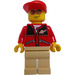 LEGO Man met Rood Jacket minifiguur en Pet met lange klep