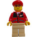 LEGO Man with Red Jacket Minifigure and Short Bill Cap