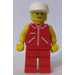 LEGO Man with Red Jacket with Zipper, Red Legs, White Cap Minifigure