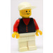 LEGO Man met Shirt met Buttons, Wit Poten, Wit Pet minifiguur