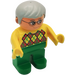 LEGO Man with Yellow Argyle Sweater and Gray Hair Duplo Figure