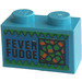 LEGO Medium Azure Brick 1 x 2 with &#039;FEVER FUDGE&#039; Sticker with Bottom Tube (3004)