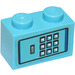 LEGO Mittleres Azure Backstein 1 x 2 mit touch tone phone pad Aufkleber mit Unterrohr (3004)