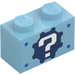 LEGO Medium Azure Brick 1 x 2 with White Question Mark on Dark Blue Gear Cog with Bottom Tube (76887 / 107964)