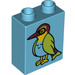 LEGO Mittleres Azure Duplo Backstein 1 x 2 x 2 mit Vogel mit Unterrohr (15847 / 24985)