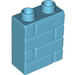LEGO Medium azuurblauw Duplo Steen 1 x 2 x 2 met Steen Muur Patroon (25550)