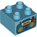 LEGO Medium Azure Duplo Brick 2 x 2 with Radio (3437)