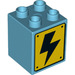 LEGO Medium Azure Duplo Brick 2 x 2 x 2 with Power Hazard Decoration (31110 / 38246)