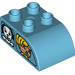LEGO Mittleres Azure Duplo Backstein 2 x 3 mit Gebogenes Oberteil mit Auto Windows mit Boy und Hund (2302 / 29047)