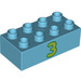 LEGO Medium Azure Duplo Brick 2 x 4 with 3 (3011)