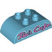LEGO Medium Azure Duplo Brick 2 x 4 with Curved Sides with &quot;Flo&#039;s Cafe&quot; (33350 / 98223)