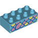 LEGO Mittleres Azure Duplo Backstein 2 x 4 mit Fisch Scales (3011 / 84803)