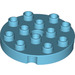 LEGO Azure moyen Duplo Rond assiette 4 x 4 avec Trou et Verrouillage Ridges (98222)