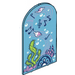 LEGO Medium Azure Glass for Window 1 x 6 x 7 with Curved top with Underwater Music (65066)