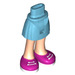 LEGO Medium azuurblauw Heup met Basic Gebogen Rok met Magenta shoes met dun scharnier (2241)