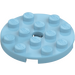 LEGO Medium Azure Plate 4 x 4 Round with Hole and Snapstud (60474)