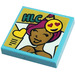 LEGO Medium Azure Tile 2 x 2 with &#039;HLC&#039;, Heart, Smiling Emoticon, Girl Sticker with Groove (3068)