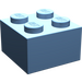 LEGO Mittelblau Backstein 2 x 2 ohne Kreuzstützen (3003)