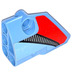LEGO Bleu moyen Incurvé Panneau 1 La gauche avec Noir et rouge Decor (Droite) Autocollant (87080)