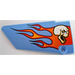 LEGO Medium Blue Curved Panel 17 Left with Skull and Flames Sticker (64392)