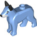 LEGO Mittelblau Hund - Alsatian mit Schwarz Ohren und Weiß Facial Haar (36615 / 92586)