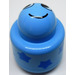 LEGO Medium Blue Primo Round Rattle 1 x 1 Brick with blue stars and smiling face (31005)