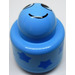 LEGO Medium Blue Primo Round Rattle 1 x 1 Brick with blue stars and smiling face (31005 / 75592)