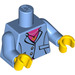 LEGO Mittelblau Torso mit Jacke, Rund pendant, Magenta undershirt (73403 / 76382)