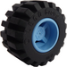 LEGO Medium Blue Wheel Rim Wide Ø11 x 12 with Notched Hole with Tire 21mm D. x 12mm - Offset Tread Small Wide with Slightly Bevelled Edge and no Band