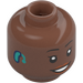 LEGO Medium Brown Female Face with Hearing Aid Head (Recessed Solid Stud) (3626 / 100326)