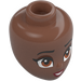 LEGO Medium Brown Minidoll Head with Dark Orange Eyes (Tiana) (92198 / 103972)