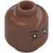 LEGO Medium Brown Soccer Player, Female, Blue Uniform, Dark Red Hair Minifigure Head (Recessed Solid Stud) (3626 / 100331)