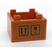 LEGO Medium Donker Vleeskleurig Doos 2 x 2 met Zwart Glas en Twee Omhoog arrows Sticker (2821)